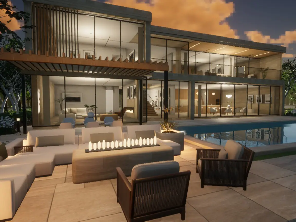 Villa Linden · Die Terrasse am Abend