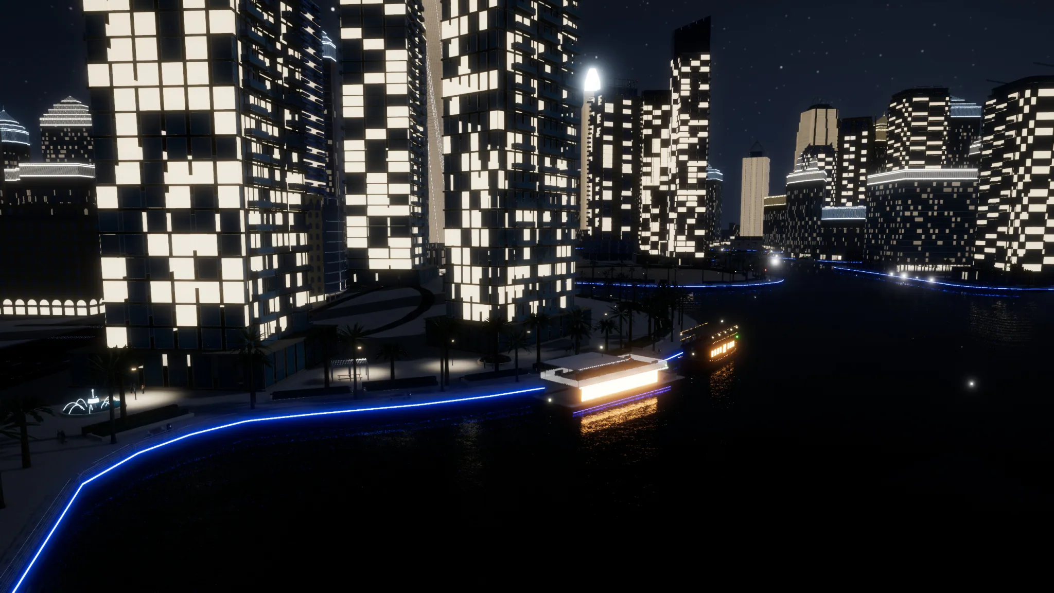 The same view of Dubai Marina at night
